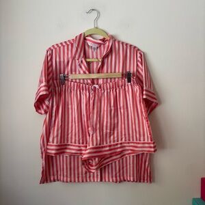Victoria's Secret Red and White Striped Pajama Set